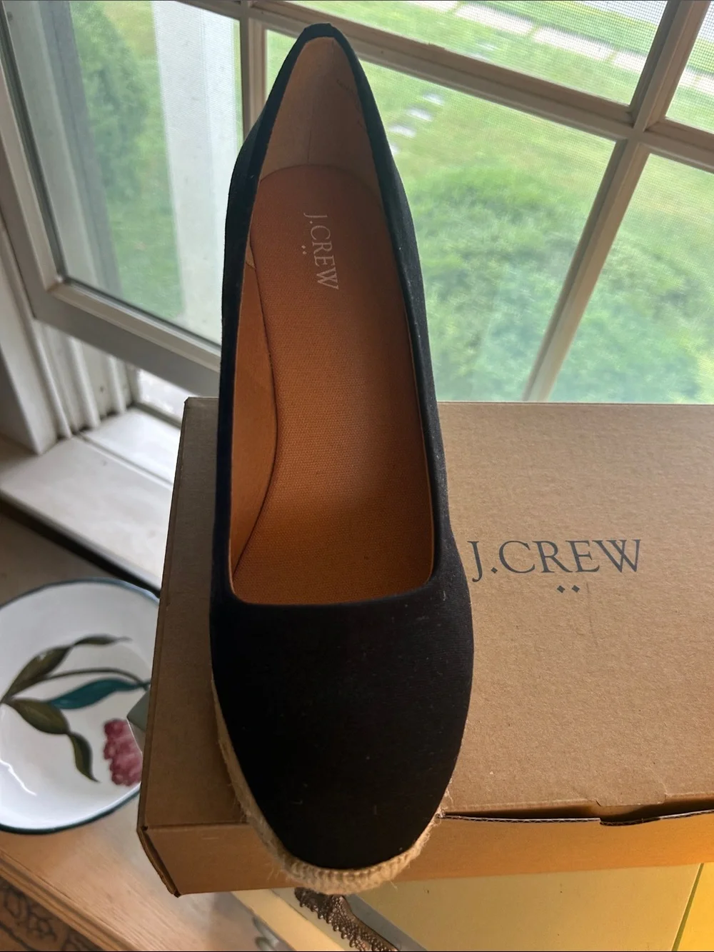 J. Crew Black Espadrille Wedge Shoe